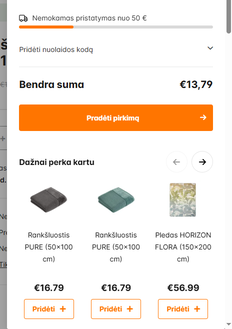 Krepšelyje 11,89 €