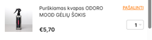 Krepšelyje liko 5,70 € kaina