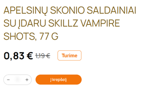 Kaina sumažėjo iki 0,83 €