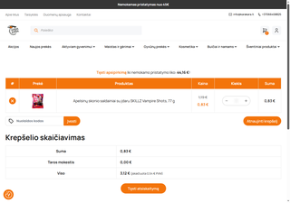 Krepšelyje 0,83 €